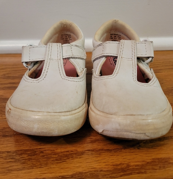 Keds Girls Daphne T-Strap Mary Jane Shoes Hook Loop White Leather Toddler Sz 7 - Picture 3 of 10